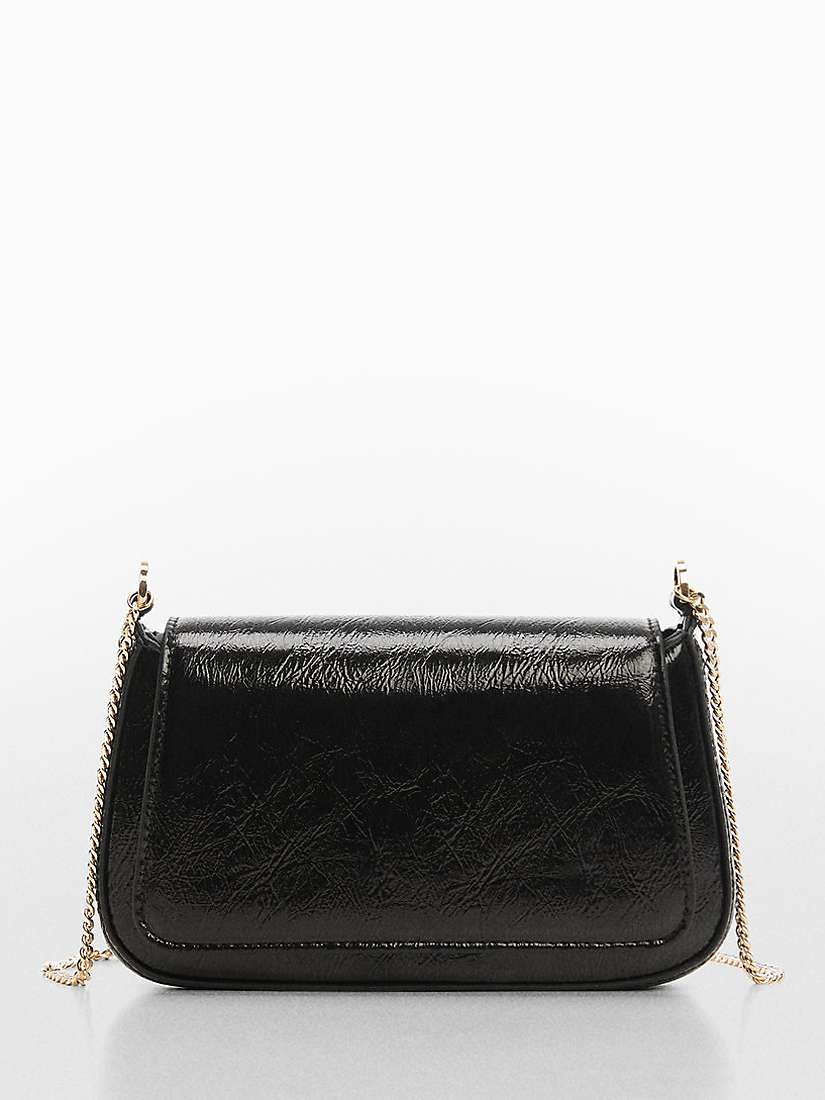 Mango Ice Patent Faux Leather Handbag, Black at John Lewis & Partners