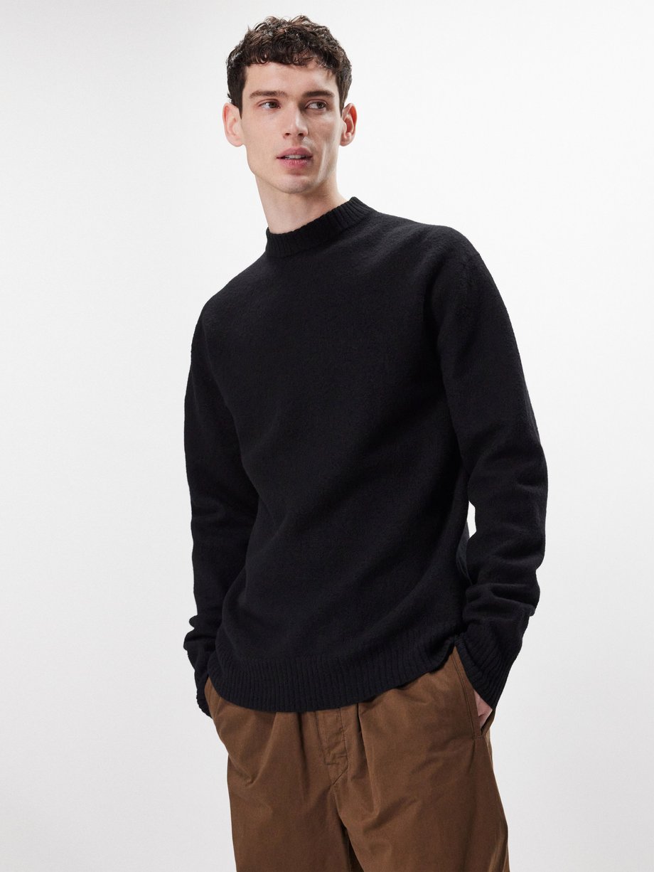 Black Crew-neck merino-wool sweater | Jil Sander | MATCHES UK